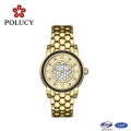 Alliage acier montres luxe femmes montre cuir bande Lady Watch